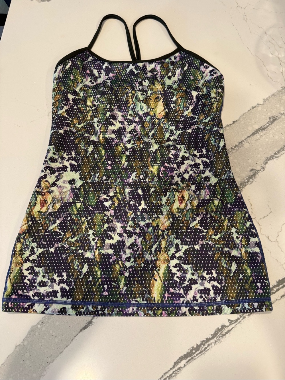 Lululemon Power Y Tank green, purple, & yellow floral print size 6